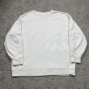 Lululemon Crewneck Sweatshirt White Women’s Oversized Relaxed Fit Logo Size 8